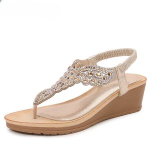 Sandale compensée tong style gladiateur pour femme