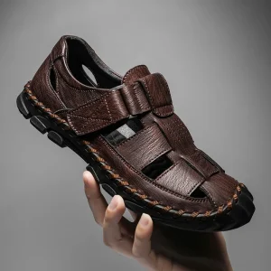 Sandale en cuir avec semelle antidérapante pour homme