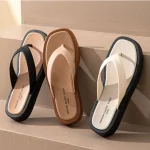 Sandale tong plate en cuir de haute qualité pour femme