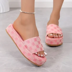 Sandale plateforme chic à motifs floraux pour femme