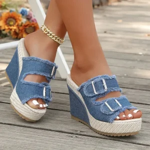 Sandale compensée chic et légère femme