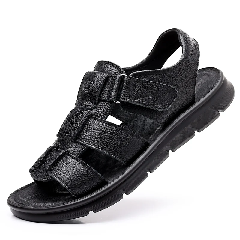 Sandale décontractées en cuir pour homme, tendance, à semelle épaisse – Image 7