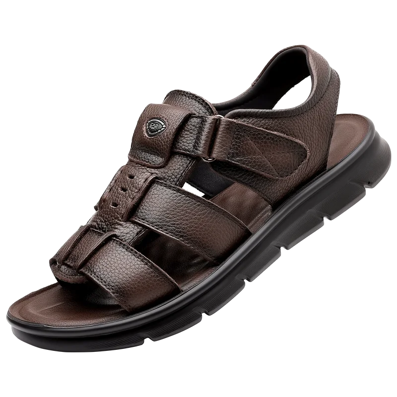 Sandale décontractées en cuir pour homme, tendance, à semelle épaisse – Image 8