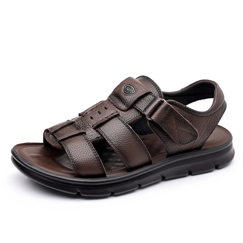 Sandale décontractées en cuir pour homme, tendance, à semelle épaisse – Image 6