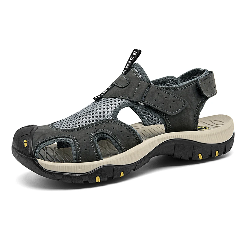 Sandales d'été en cuir pour homme, tige en maille respirante, décontractées. – Image 6