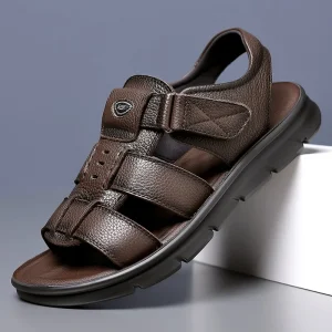 Sandale décontractées en cuir pour homme, tendance, à semelle épaisse
