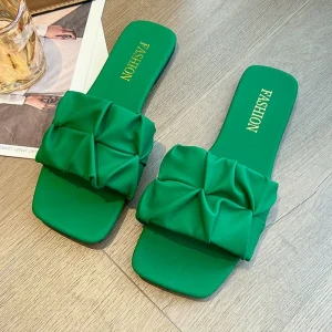 Chaussures d'été pour femmes style coréennes plissées, grandes tailles