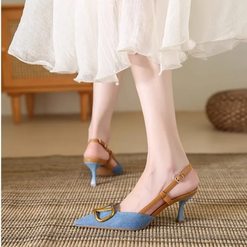Escarpins slingback tendance, confortables à talon haut fin pour femmes – Image 5