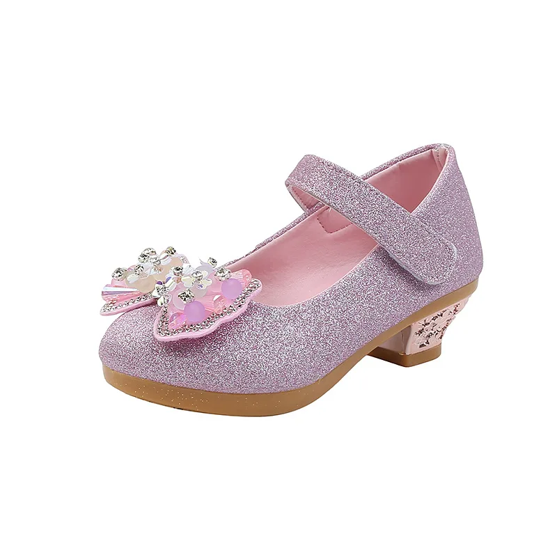 Chaussures princesse adorables en cuir pour filles avec nœud papillon orné de strass – Image 7