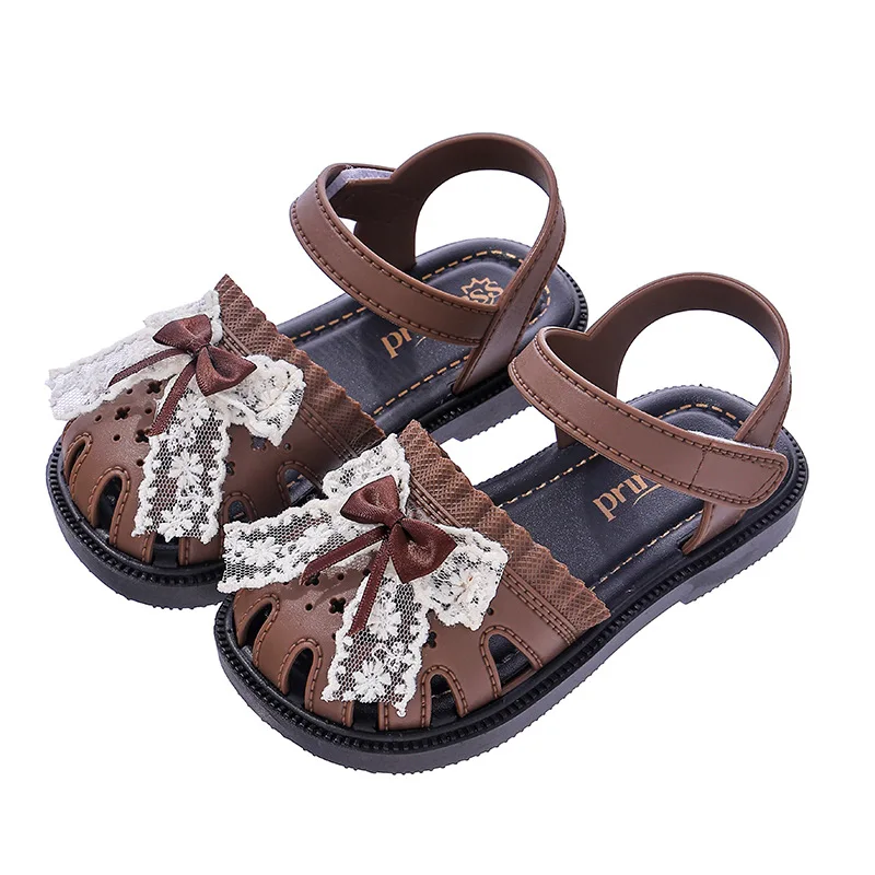 Sandales pour filles avec joli nœud, semelle souple décontractées, respirantes et antidérapantes. – Image 5