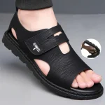 Sandales romaines pour homme, confortables à semelle souple, en cuir de haute qualité