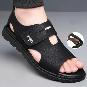 Sandales romaines pour homme, confortables à semelle souple, en cuir de haute qualité