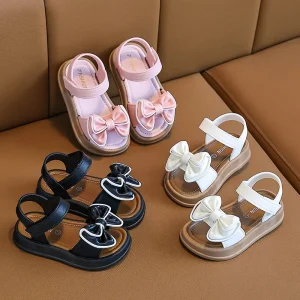 Sandales tendance, princesse d’été avec nœud pour fille