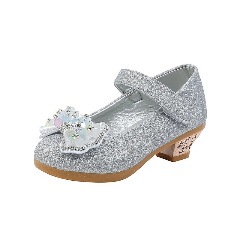 Chaussures princesse adorables en cuir pour filles avec nœud papillon orné de strass – Image 6