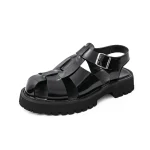 Sandales réhaussantes pour homme,  semelle de 4,5 cm d'épaisseur, cuir véritable britannique