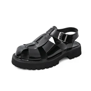 Sandales réhaussantes pour homme,  semelle de 4,5 cm d'épaisseur, cuir véritable britannique