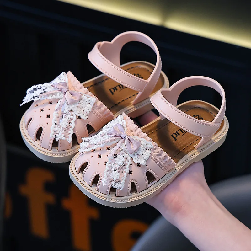 Sandales pour filles avec joli nœud, semelle souple décontractées, respirantes et antidérapantes. – Image 6