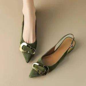 Chaussures pour femmes en suède à bout pointu, à bride arrière, mules de créateur