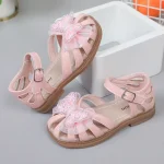 Sandales pour filles, nœud papillon, mignonnes, douces, respirantes et élégantes.