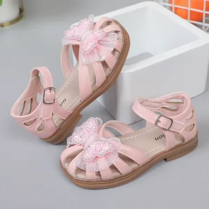 Sandales pour filles, nœud papillon, mignonnes, douces, respirantes et élégantes.