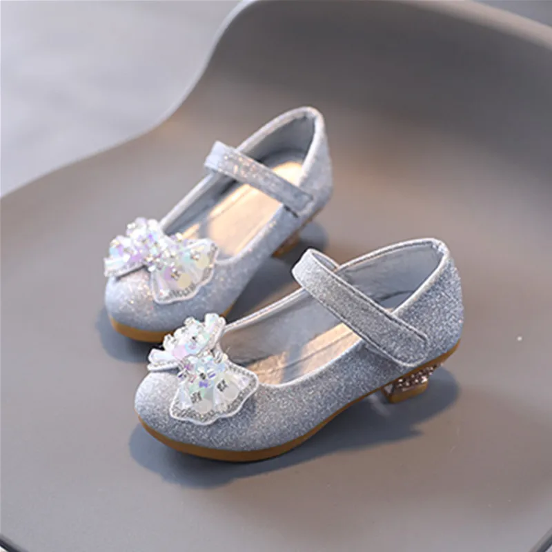 Chaussures princesse adorables en cuir pour filles avec nœud papillon orné de strass – Image 5