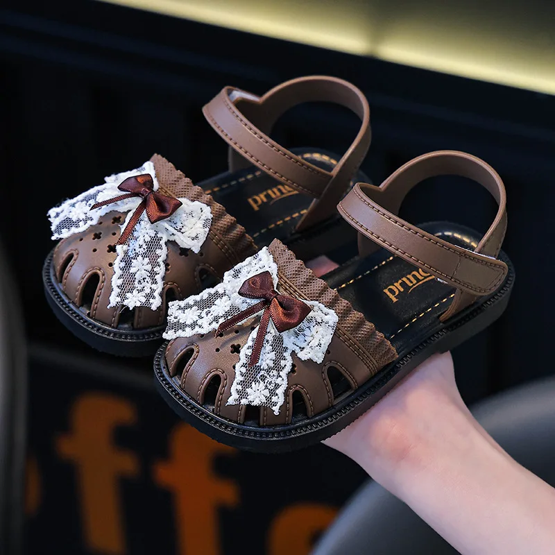 Sandales pour filles avec joli nœud, semelle souple décontractées, respirantes et antidérapantes. – Image 8