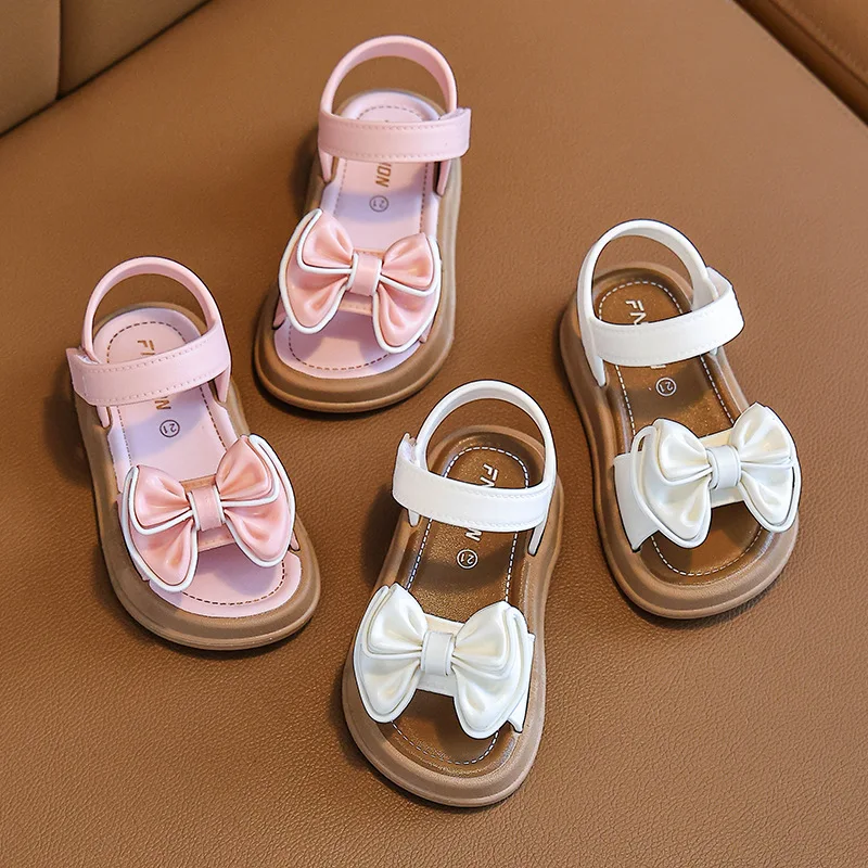 Sandales tendance, princesse d’été avec nœud pour fille – Image 3