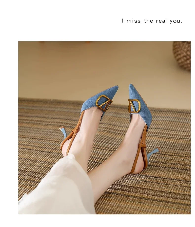 Escarpins slingback tendance, confortables à talon haut fin pour femmes – Image 6