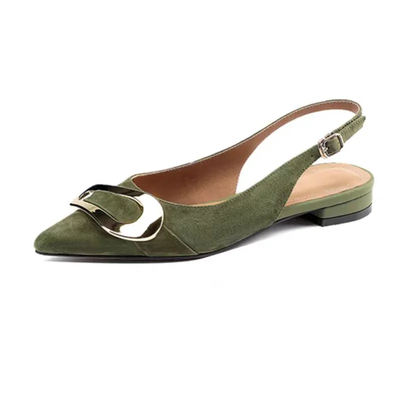Chaussures pour femmes en suède à bout pointu, à bride arrière, mules de créateur – Image 6