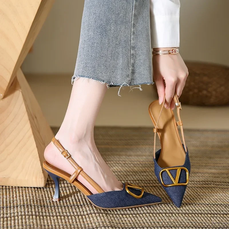 Escarpins slingback tendance, confortables à talon haut fin pour femmes – Image 3